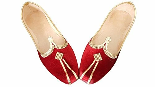 Aura Mojari Indian Wedding Jutti Khussa Mens VM Maroon Ethnic Shoes US 8-12