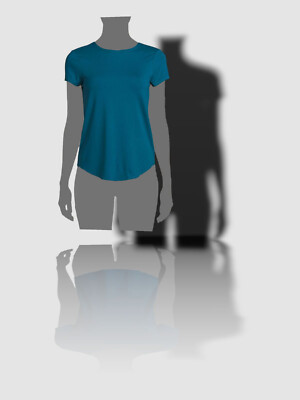 $100 Neiman Marcus Women's Blue Cap-Sleeve Crew Neck Jersey Tee Shirt Top Size L