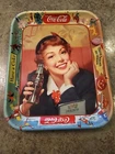 Vintage 1950s DRINK COCA-COLA Coke Metal Serving Tray Redhead Girl 10" X 13"