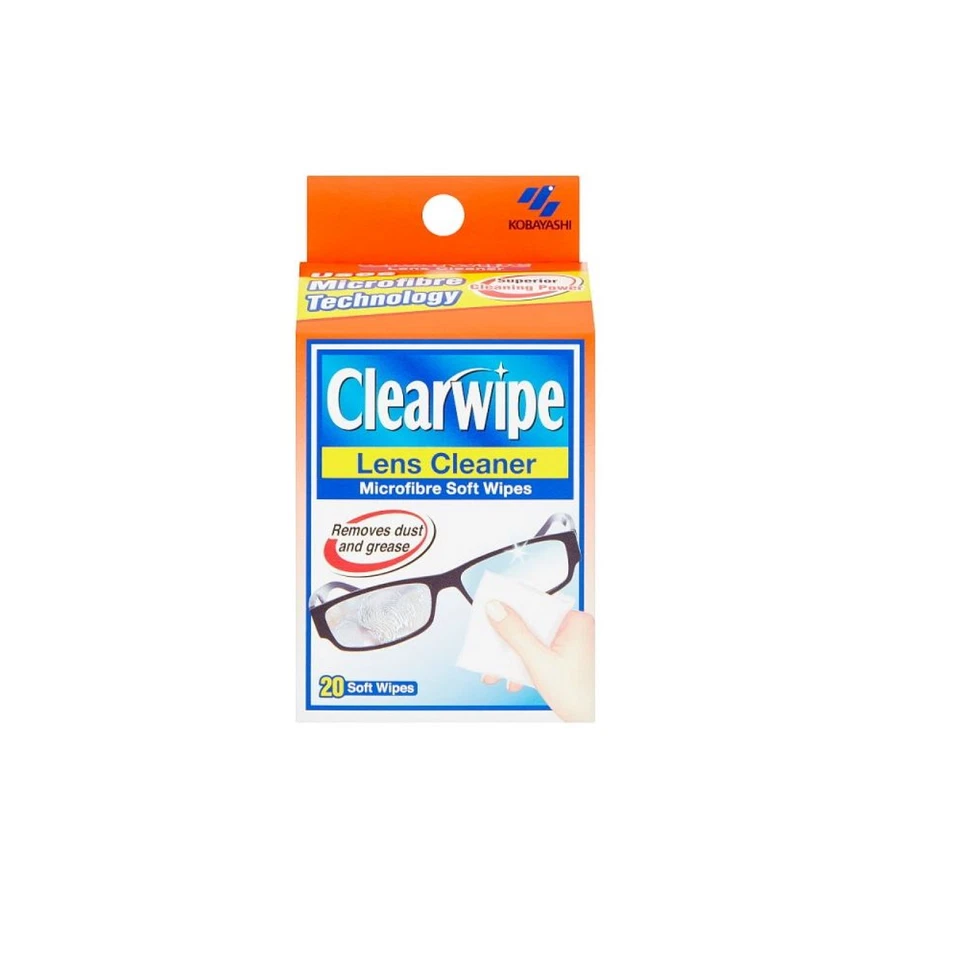 Clearwipe Lens Cleaner Microfibre Soft Wipes Pre Moistened Wipes 20 Wipes Total