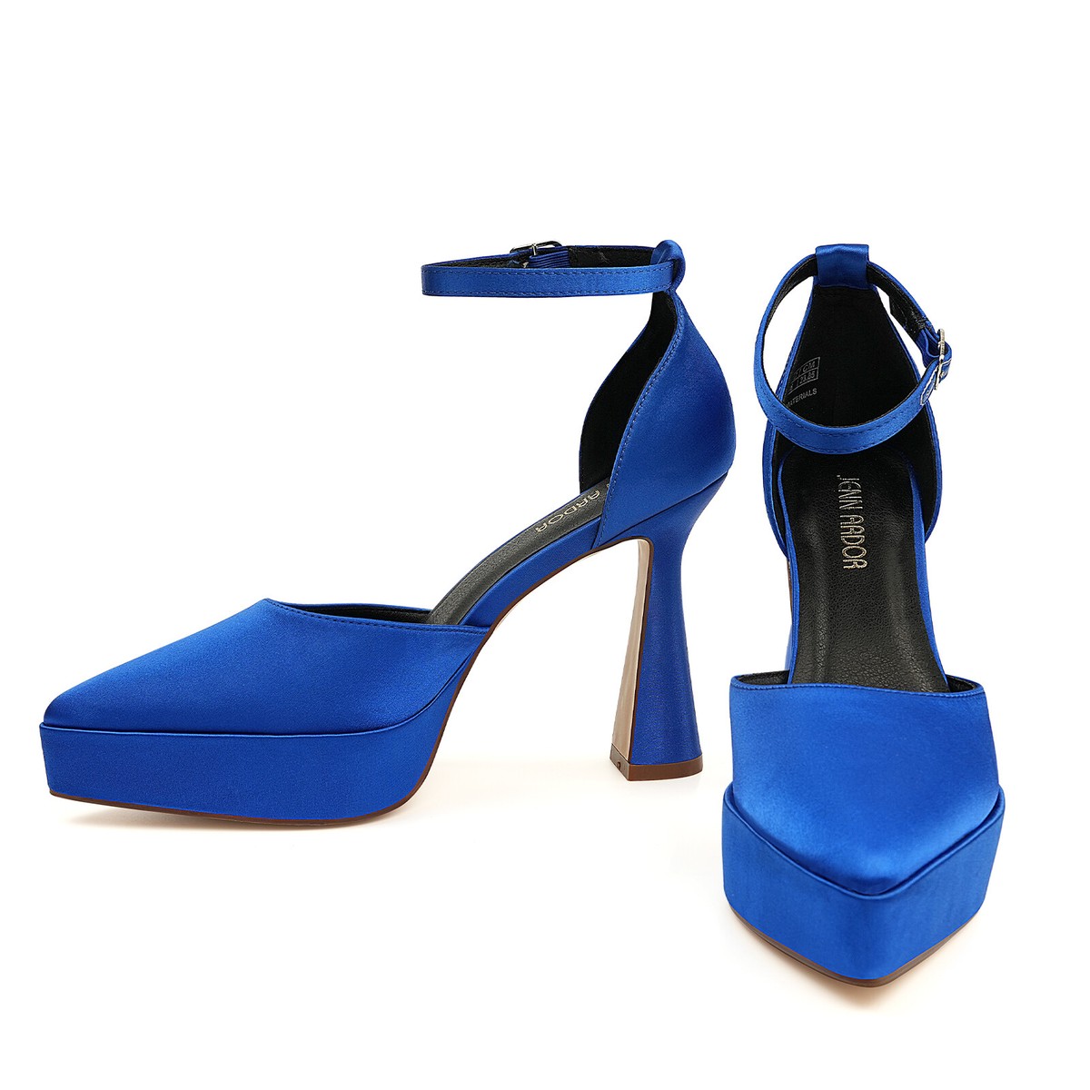 Block Heel Blue Platform Heels With Ankle Strap Women Platform