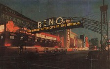 Postcard Reno Arch At Night Nevada