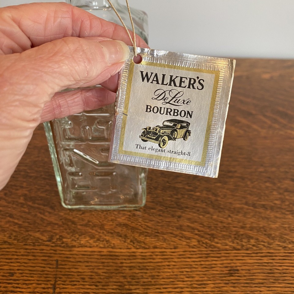 Vtg Walkers Deluxe Bourbon License Plate Decanter Glass Bar 1974 NJ LA IA AL 7 eBay