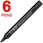 6 PERMANENT MARKER PENS Black BULLET TIP Waterproof WB PREMIUM BRAND Broad Nib