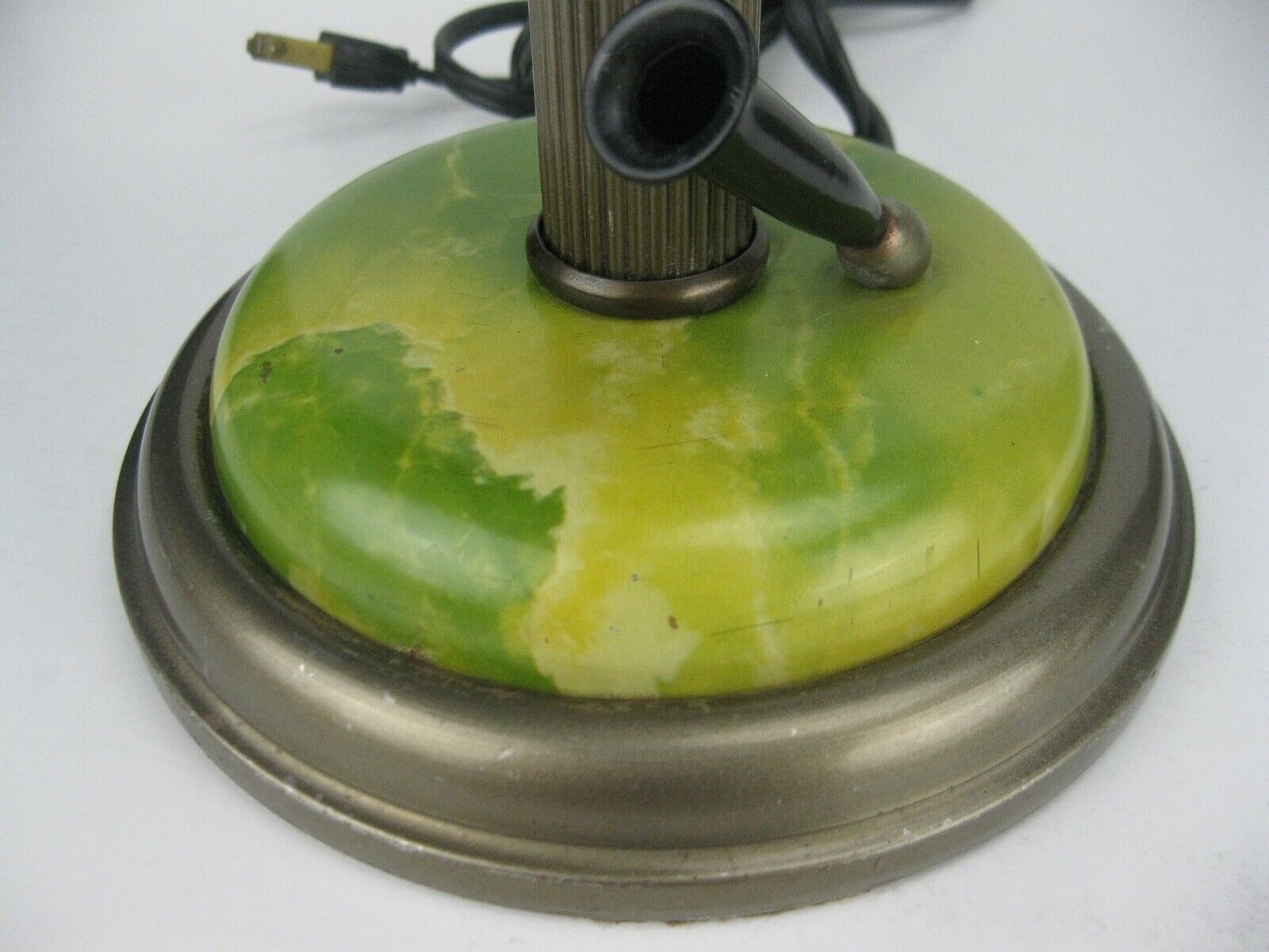 Vintage Metal Domed Mushroom Desk Lamp w/ Faux Green Marble Base & Pen Holder Limitowana edycja nowa praca