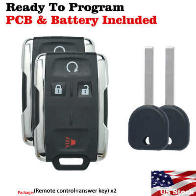 2 For 2014-2020 Chevrolet Silverado Remote key Fob + Transponder Chip key B119