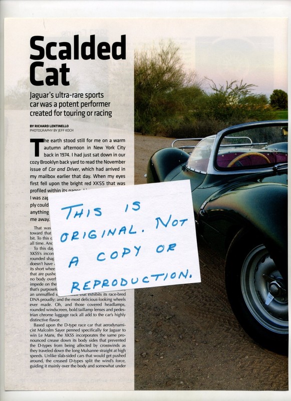 1957 Jaguar XKSS - Magazine Article (FREE SHIPPING)