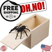 Wooden Prank Spider Scare Box Hidden in Case Trick Play Joke Scarebox Gag Toy