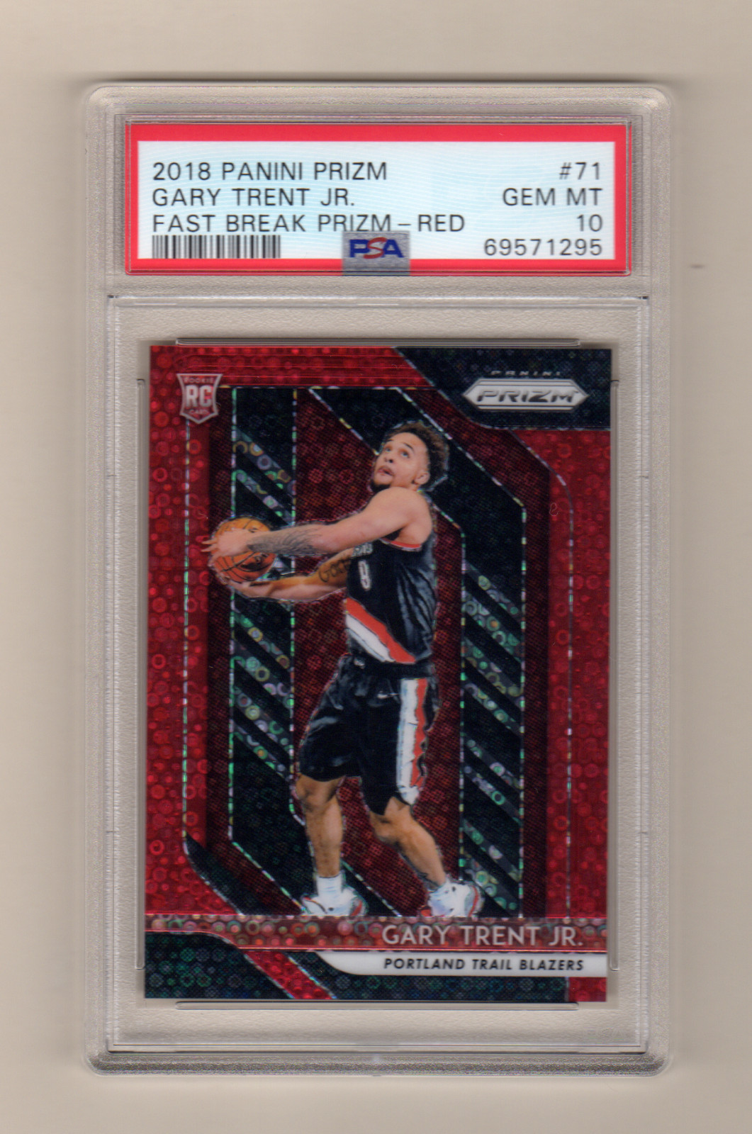 GARY TRENT JR. 2018-19 PANINI PRIZM FAST BREAK RED ROOKIE RC SP # / 125 PSA 10