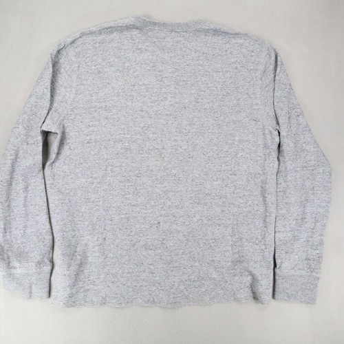 J Crew Mens Henley Shirt Gray Heather Cotton Double Knit Long Sleeve Retro Sz L - Picture 4 of 6