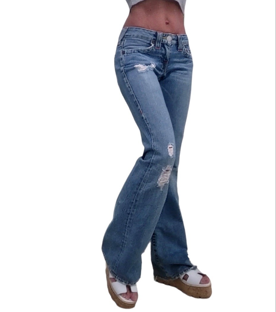 True Religion Bobby Flare Distressed Jeans Size 27 | eBay