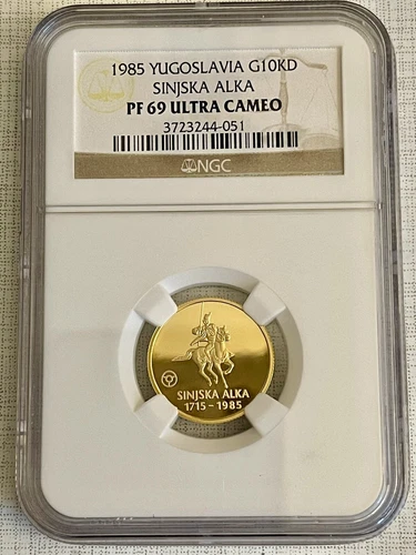 Yugoslavia 1985 Sinjska Alka 10,000 Dinara Gold NGC PF69 Ultra Cameo SKU#4918