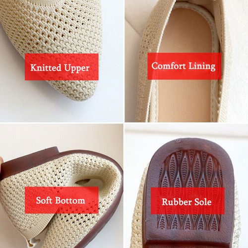 Women Mesh Breathable Pointed Toe Knitted Ballet Flats Slip on Shallow Loafers - Bild 4 von 16
