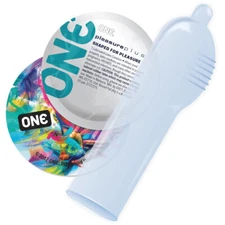 ONE Pleasure Plus Ribbed Texture Pouch Tip Lubricated Latex Bulk Condoms