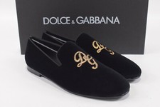 Dolce&Gabbana NWB Loafers / Slippers Size 40.5 7.5 US Black Velvet W/ Gold Logo