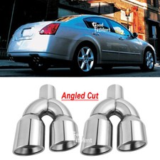 For Nissan Maxima Sedan 2x 2.5" In 3.5" Outlet Dual Exhaust Tip 9.5" Angled Cut