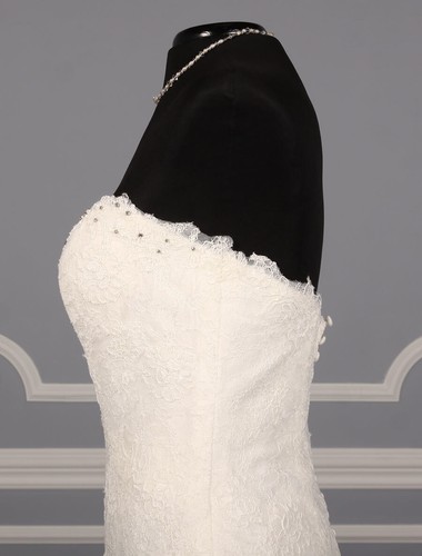 PRONOVIAS Bridal Wedding Dress Strapless Off White Fit to Flare Prune Gown 12 - Picture 6 of 10
