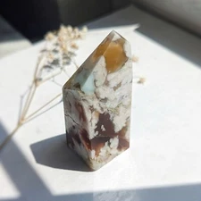 2.4" flower agate faceted freeform crystal, flower agate crystal, agate freeform