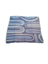 Vera Neumann Vintage Scarf Blue Sheer Floral Groovy Swirl Geometrical 21  Square