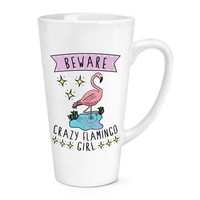 Beware VerrüCkte Flamingo MäDchen 483Ml Groß Latte Becher Tasse - Lustig Tiere