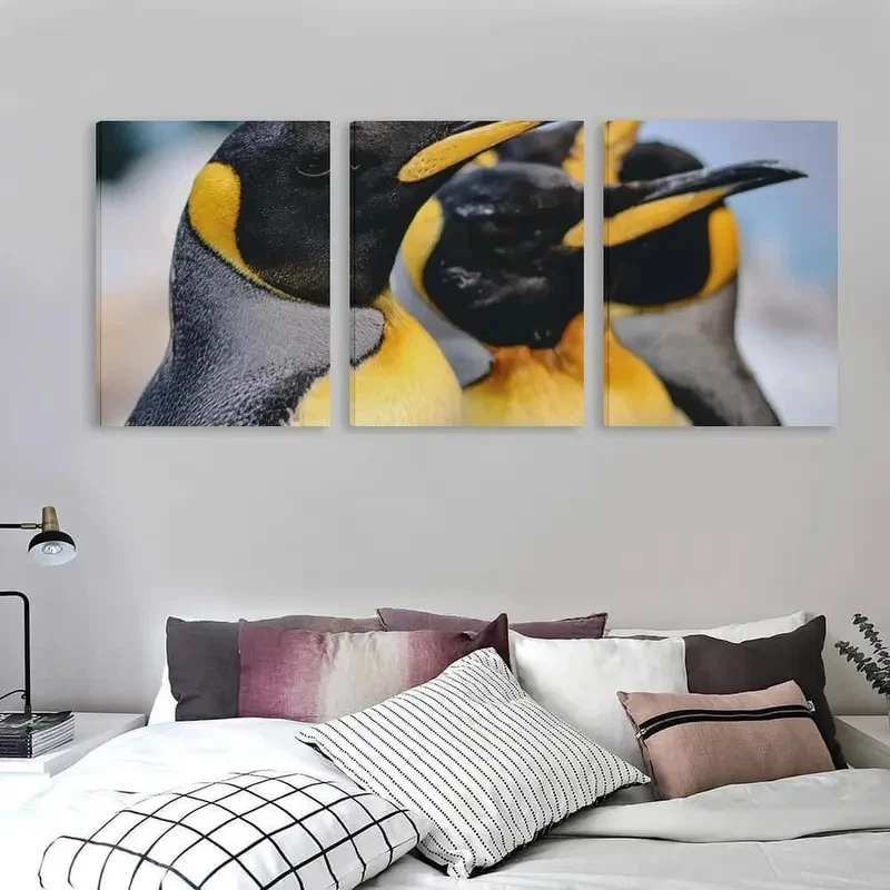 3pcs Three Penguins Minimalist Design Wall Art Canvas Unframed/Framed - Image 2 of 4