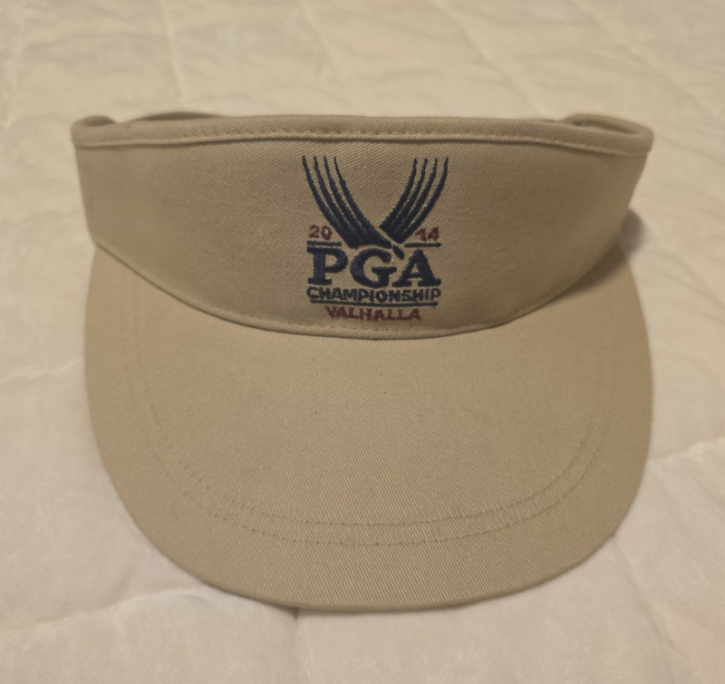 PGA 2014 Championship Valhalla Beige Cotton Adjustable Golf Visor Logo