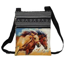 Women's Horse Racing Multi-pattern Small Crossbody Bag, Ethnic Print, Polyest...