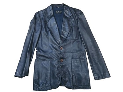 Vintage Rafael Made in Italy Black Leather Blazer Jacket - Men's