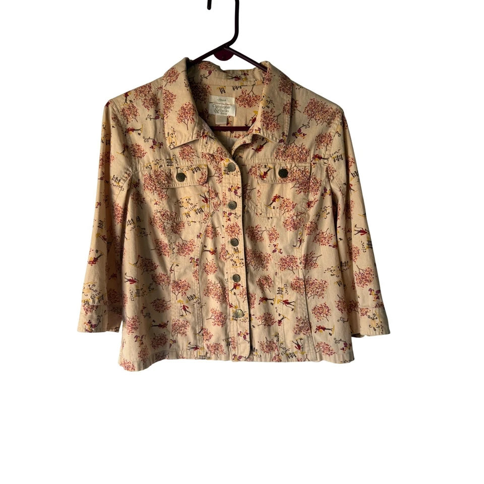 Chaqueta para mujer Christopher Banks Petite L vintage con botones estampado de novalidad Foto 2 de 4