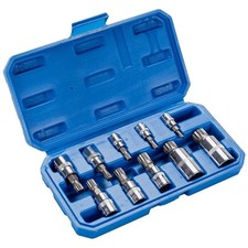 10pcs Multi Spline Bit 1/2"Socket Set 12 point triple square M4 to M18 Boxed Kit