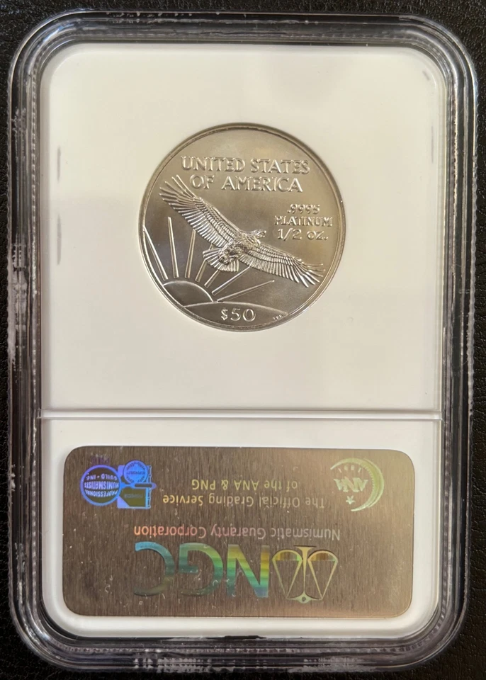 2007 Platinum American Eagle $50 1/2 ounce NGC MS69-Older Holder (#1017) - Image 2 of 4