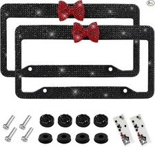 2 Pcs Bling License Plate Frame Handcrafted Rhinestone Licen Color Blackred 2 Pcs Bling License Plate Frame Handcrafted Rhinestone Licen Color Blackred