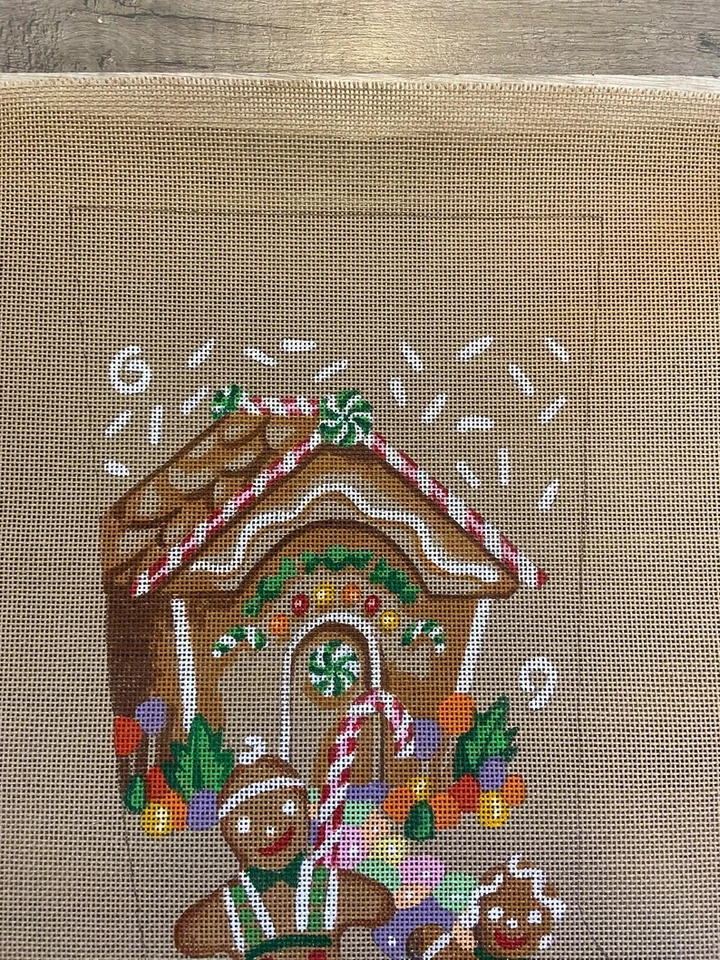 Labors of Love Handpainted Needlepoint Christmas Stocking Canvas Gingerbread - Image 2 of 4