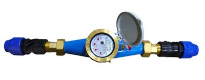 1'' Wasserzähler mit 25mm MDPE Verschraubungen