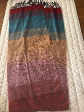 100 Cashmere Multi Colored Leopard Print Made In Scotland Scarf Women's