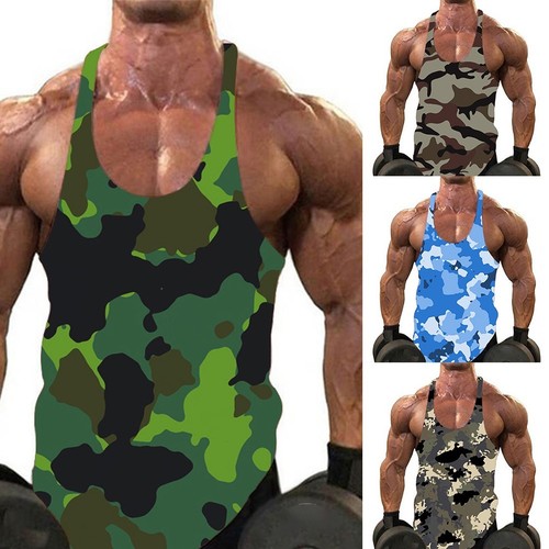 Großhandel Herren Ärmelloses Fitness Tanktop Muskelshirt T Shirt Tarnung