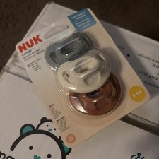 NUK Comfy Silicone Pacifier 0-6 months 3-pack Neutral Colors Soft Comfort NEW