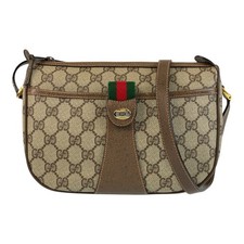 GUCCI vintage Web Stripe 89 02 032 Shoulder Bag Pochette Beige GG Supreme Canvas