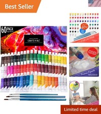 60-Pack Acrylic Paint Set with Brushes - Non-Toxic, Vivid Colors for All Ages