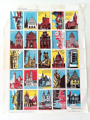 Closure Stamps ''The Whole Germany Shall It Be'' 25 Stamps Sheet Complete