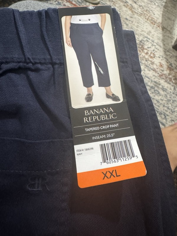 Banana Republic Women's Tapered Crop Pull-On Pants Navy Blue Size XXL 