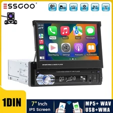 Single 1DIN Car Radio Stereo Touch Screen Bluetooth Flip out 7 Inch Player +CAM