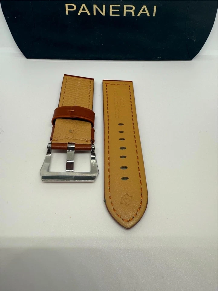 Panerai Monte Carlo Brown Rugby Gold Calf Leather Strap 24/22 w. Tang Buckle OEM - Image 2 of 3