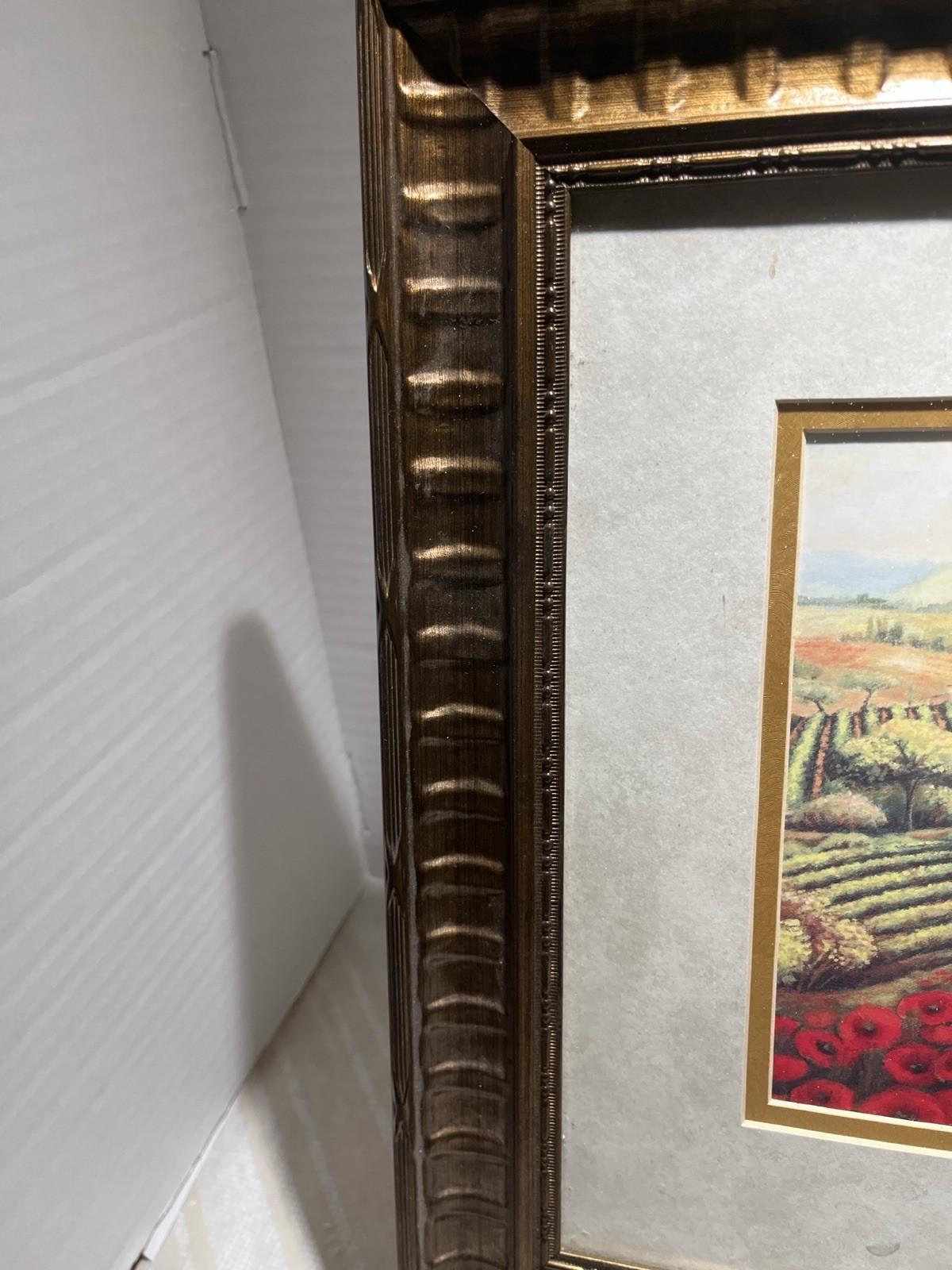 Daphne Brianne Tuscany Landscape Framed Print Poppy Field Vineyard Wall Art