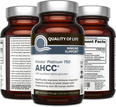 Quality of Life Labs, Kinoko Platinum AHCC, Immune Support, 750 mg, 60 capsules