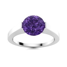 Sterling Silver Amethyst Gemstone Birthday February Wife Round Artisan Ring