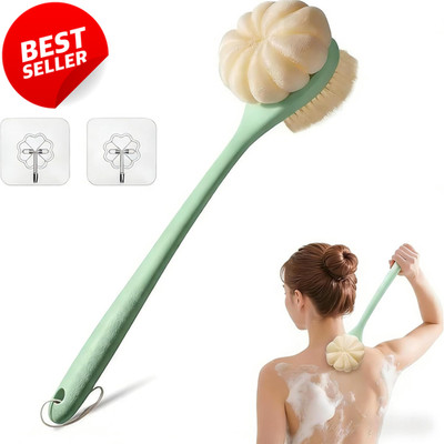 Back Scrubber Shower Brush Loofah 15.7in Long Handle Body Exfoliator - US