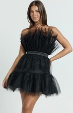 Show Po Amalya Black Mini Dress Size AU 16 US 12 Tiered Tulle Cocktail Party