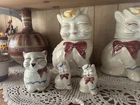Vintage  Shawnee Puss N' Boots Cat Cookie Jar 10", creamer, s&p shaker