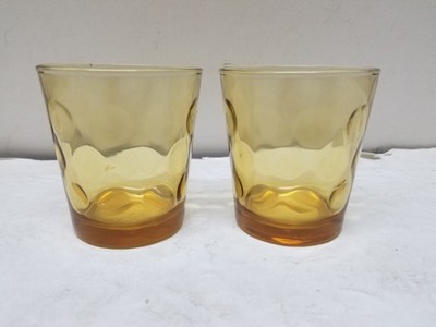 2 VTG HAZEL ATLAS ELDORADO GOLD DOUBLE OLD FASHION ROCKS GLASSES 8 OZ